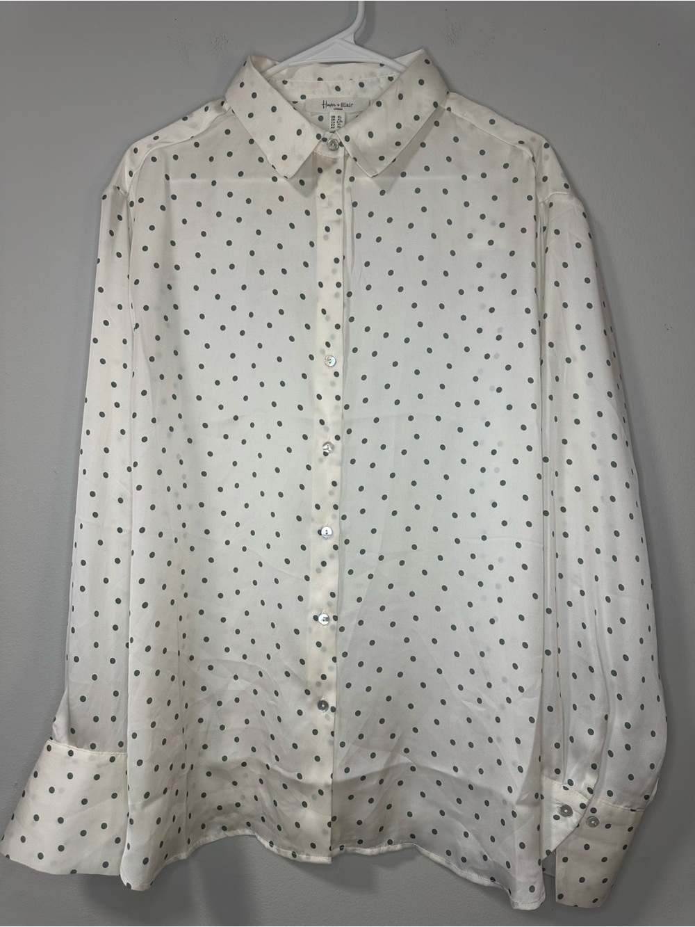 Polka Dot Print Long Sleeve Button-Down
Blouse